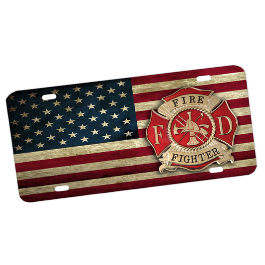 LP-123 Firefighter Maltese Cross Emblem License Plate