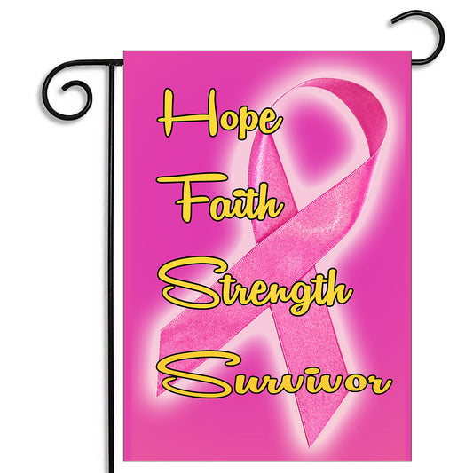GFLG-018 Medical - Garden Flag Breast Cancer Survivor Hope Faith
