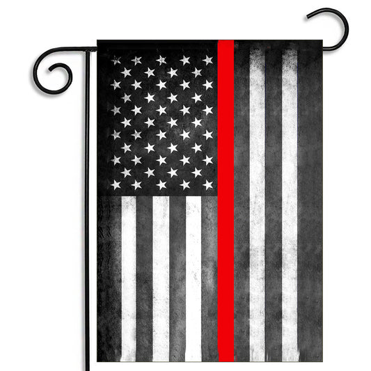 GFLG-094 Fire - Garden Flag Firefighters Thin Red Line Distressed Flag