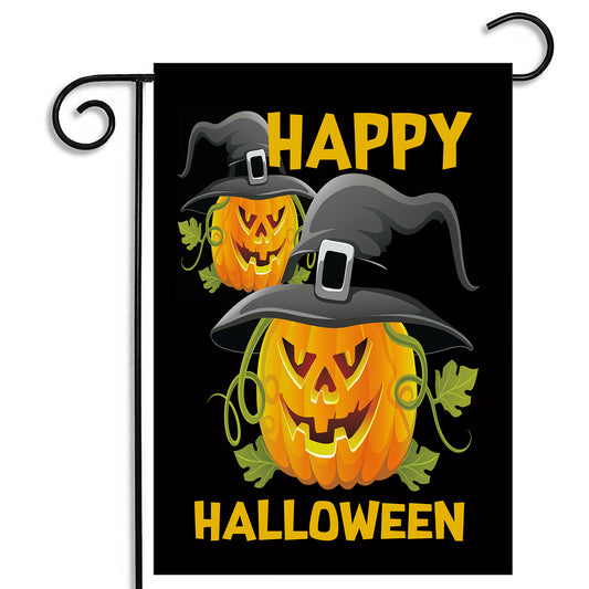 GFLG-097 Holidays - Garden Flag Happy Halloween Jack o Lanterns w Hats