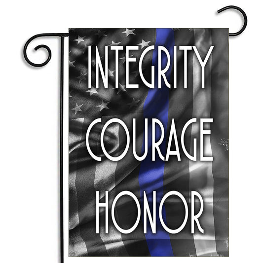 GFLG-104 Law Enforcement - Garden Flag Integrity Courage Honor Thin Blue Line