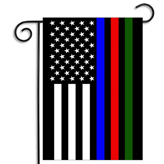 GFLG-114 Law Enforcement - Garden Flag Police Fire Military Thin Blue Red Green Line