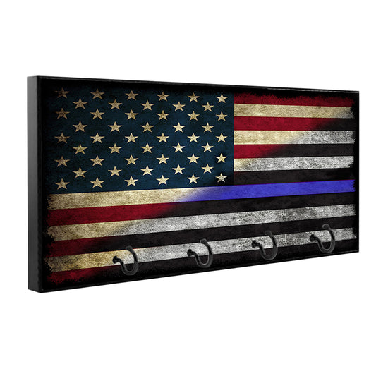 KH-004 Key Hanger - Law Enforcement Thin Blue Line American Flag RWB