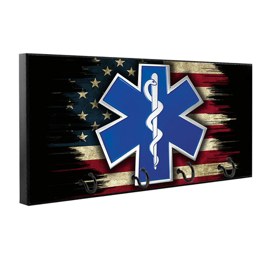 KH-013 Key Hanger - EMS Star of Life American Flag