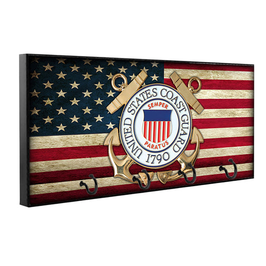 KH-018 Key Hanger - Coast Guard Military American Flag