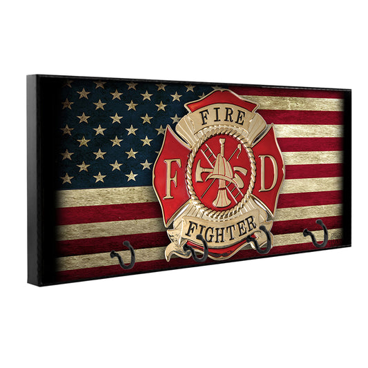 KH-027 Key Hanger - Firefighters American Flag with Maltese Cross