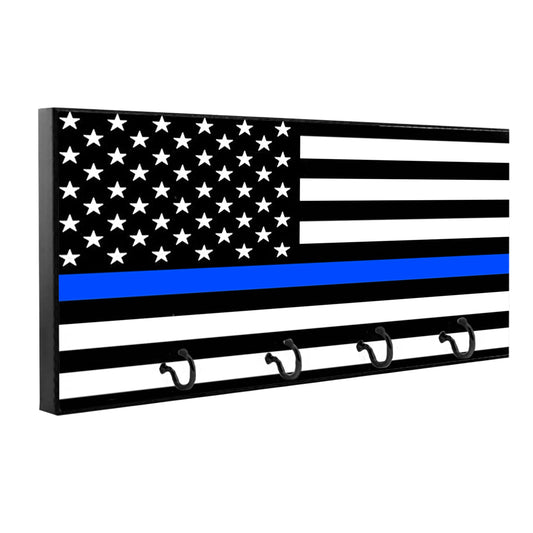 KH-047 Key Hanger - Law Enforcement Thin Blue Line Flag