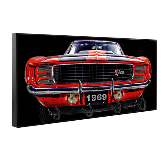 KH-053 Key Hanger - Camaro 1969 Red Muscle Car Front End