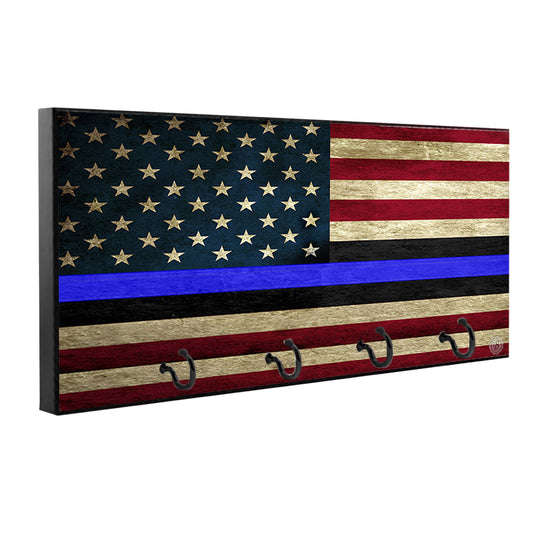 KH-062 Key Hanger - Law Enforcement Thin Blue Line American Flag