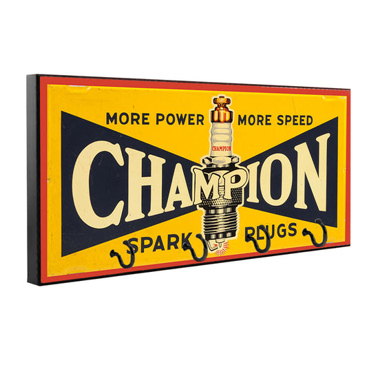 KH-065 Key Hanger - Gas Oil Champion Spark Plugs Old Ad Design