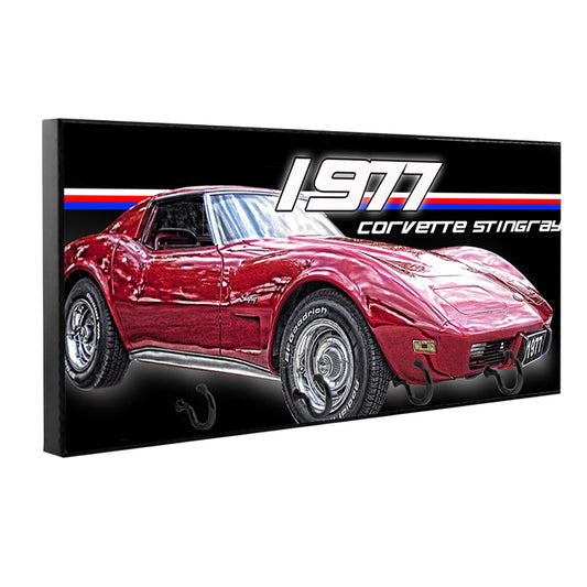 KH-093 Key Hanger - Corvette 1977 Black Classic Muscle Car