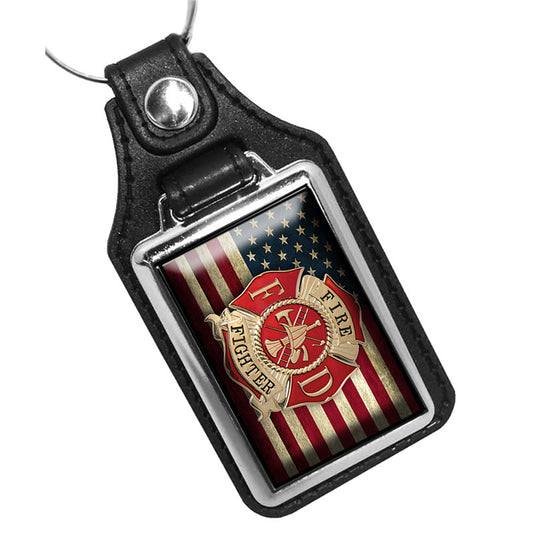 KR-020 Key Ring - Firefighters maltese Cross with American Flag
