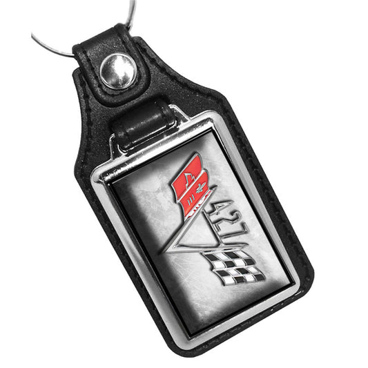 KR-034 Key Ring - Crossed Flag 427 Engine Chevy Design