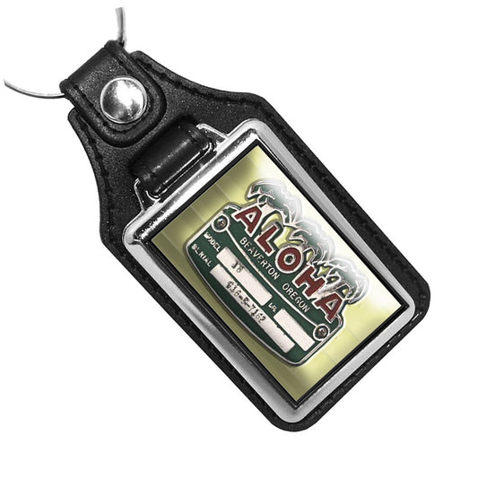 KR-047-1 Key Ring - Vintage Aloha Travel Trailer Design Yellow