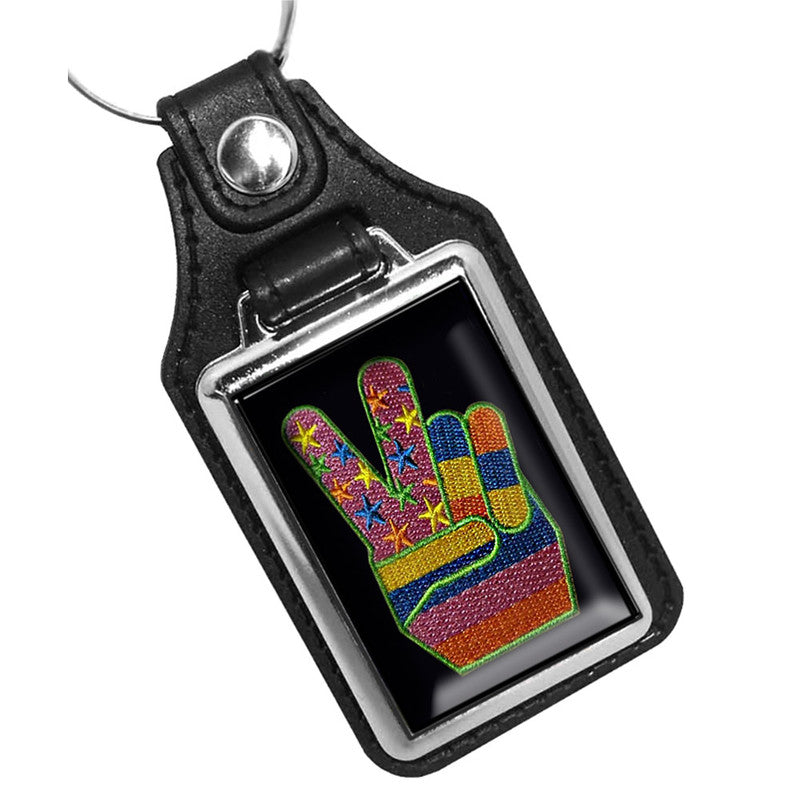 KR-1013 Key Ring - Patriotic Peace Symbol Hand Sign