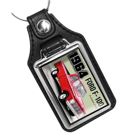 KR-1155 Key Ring - Classic 1964 Ford F-100 Custom Cab Red Truck