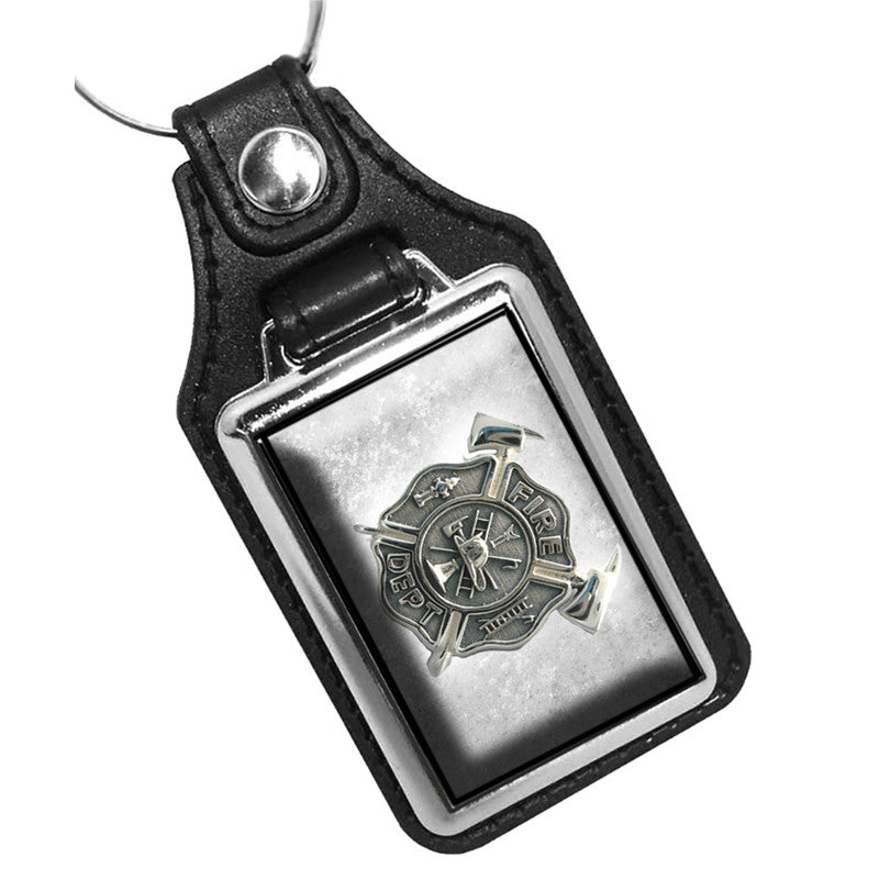 KR-117 Key Ring - Firefighter Maltese Cross Silver Design