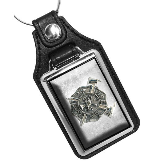 KR-117 Key Ring - Firefighter Maltese Cross Silver Design