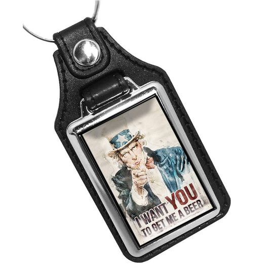 KR-1183 Key Ring - Uncle Sam Poster I Want You To Get Me A Beer