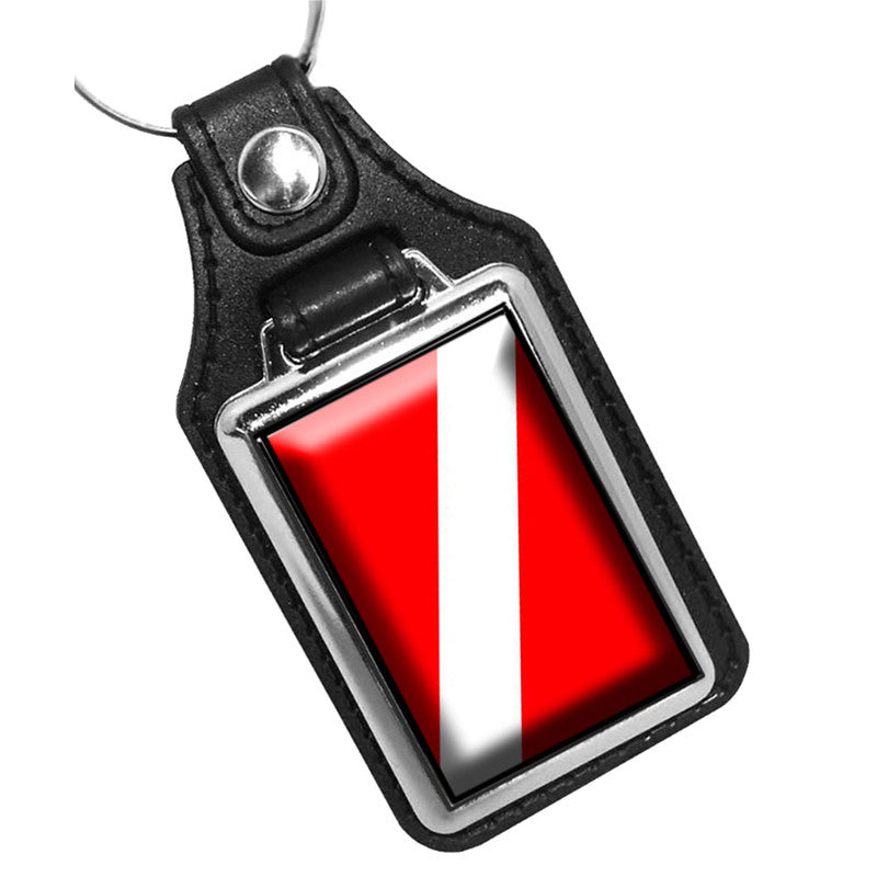 KR-1277 Key Ring - Internation Red White Dive Flag Diver Down