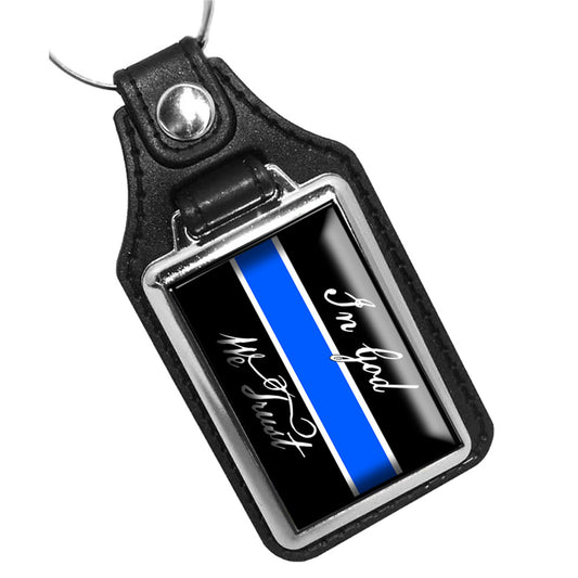 KR-1360 Key Ring - Law Enforcement Thin Blue Line In God We Trust