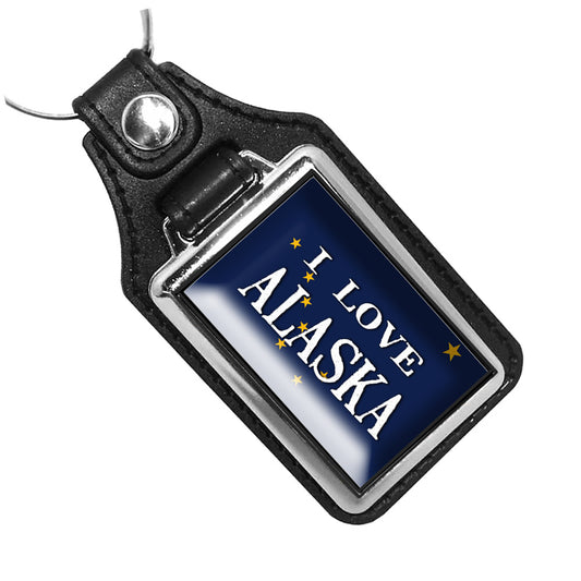 KR-1447 Key Ring - I Love Alaska State Flag Design