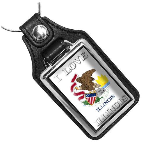 KR-1458 Key Ring - I Love Illinois State Flag Design