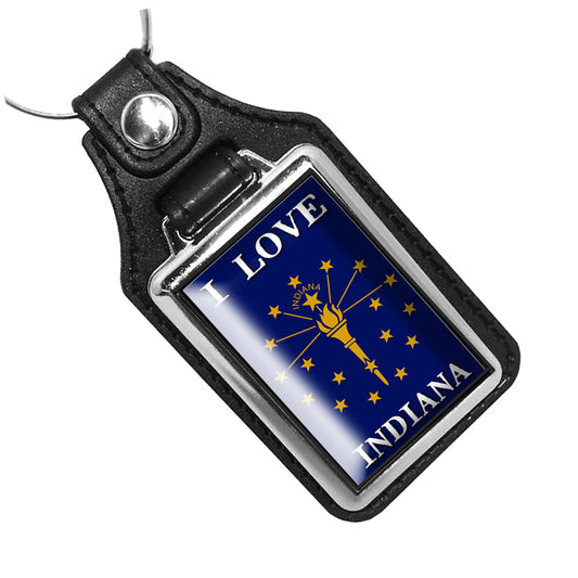 KR-1459 Key Ring - I Love Indiana State Flag Design