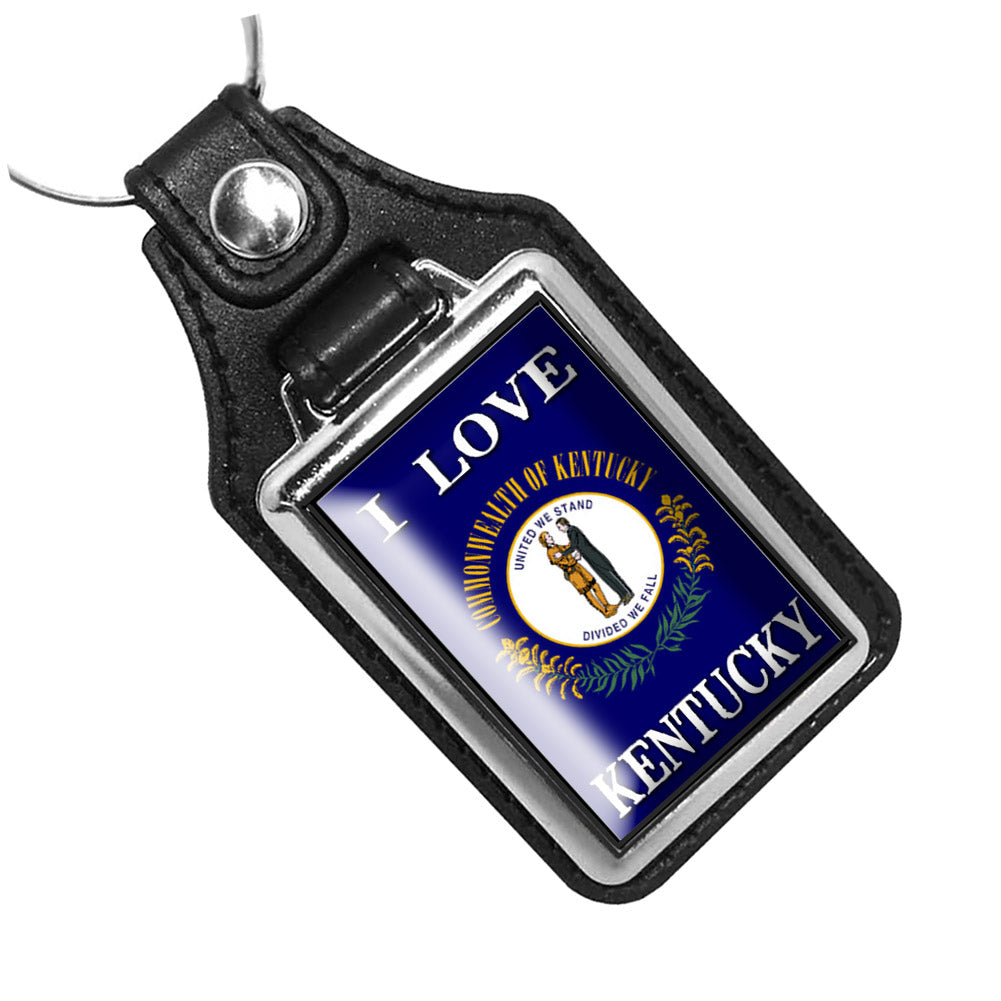 KR-1462 Key Ring - I Love Kentucky State Flag Design
