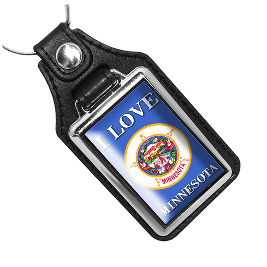 KR-1468 Key Ring - I Love Minnesota State Flag Design