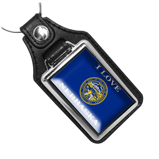 KR-1472 Key Ring - I Love Nebraska State Flag Design