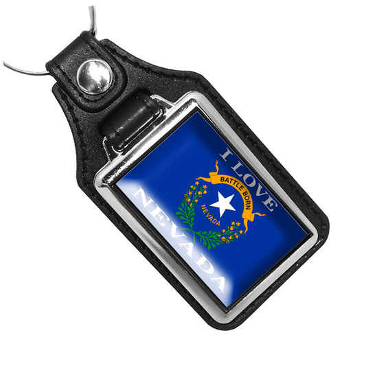 KR-1473 Key Ring - I Love Nevada State Flag Design