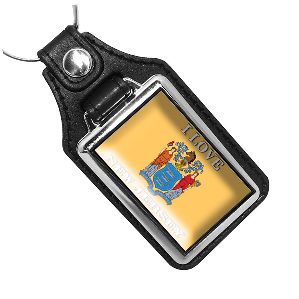 KR-1475 Key Ring - I Love New Jersey State Flag Design