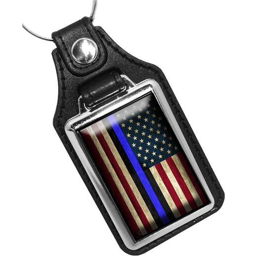 KR-1524 Key Ring - Law Enforcement Thin Blue Line Flag