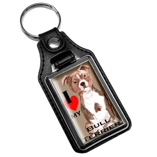 KR-1719 Key Ring - Pet Dog I Love My Bull Terrier Dog