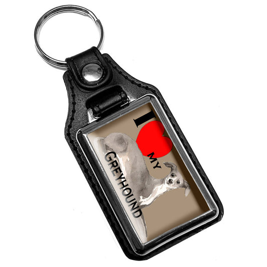 KR-1729 Key Ring - Pet Dog I Love My Greyjound Dog