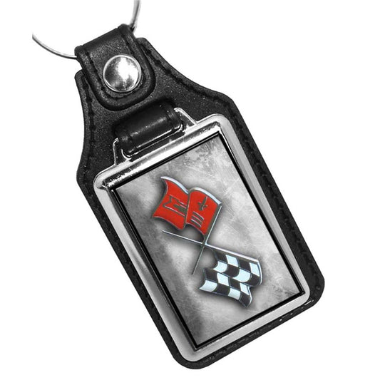 KR-181 Key Ring - Classic Corvette Muscle Car Crossed Flags