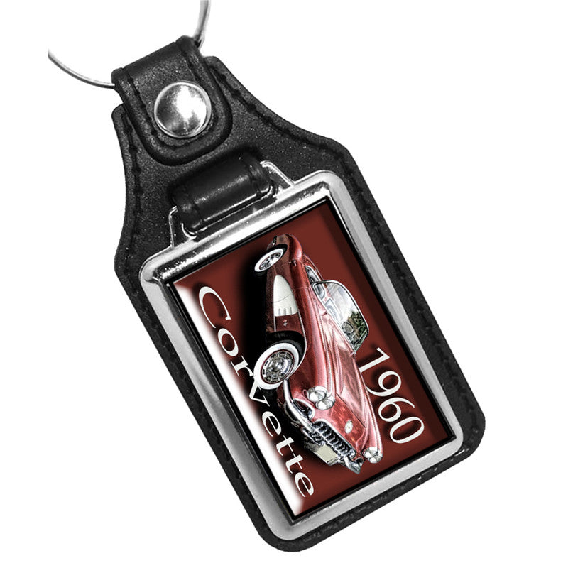 KR-1811 Key Ring - Classic 1960 Corvette Maroon White