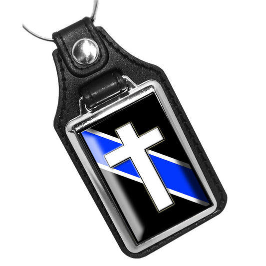 KR-195 Key Ring - Law Enforcement TBL Christian Cross