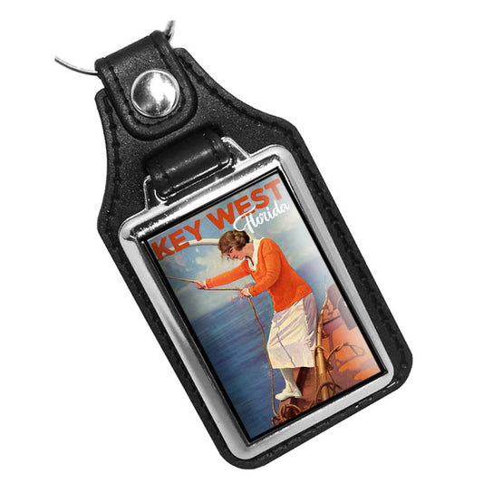 KR-2181 Key Ring - Vintage Motorboat Design Key West Florida