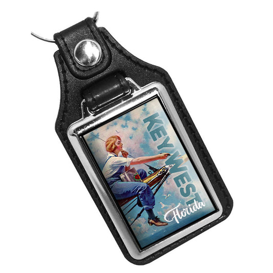 KR-2182 Key Ring - Vintage Motorboat Design Key West Florida