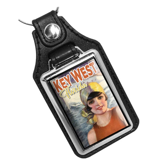 KR-2183 Key Ring - Vintage Motorboat Design Key West Florida