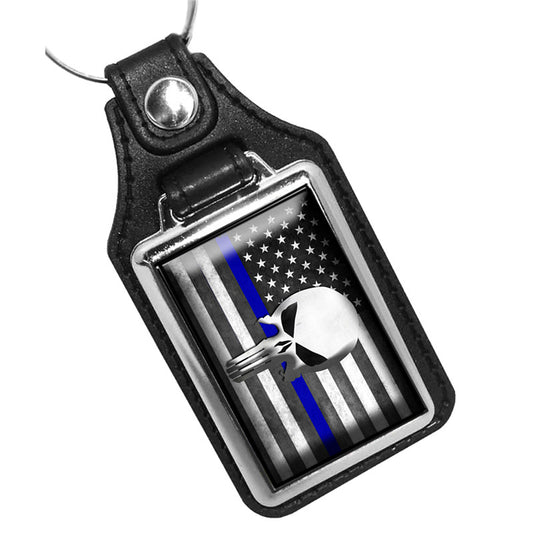 KR-298 Key Ring - Thin Blue Line Skull Law Enforcement