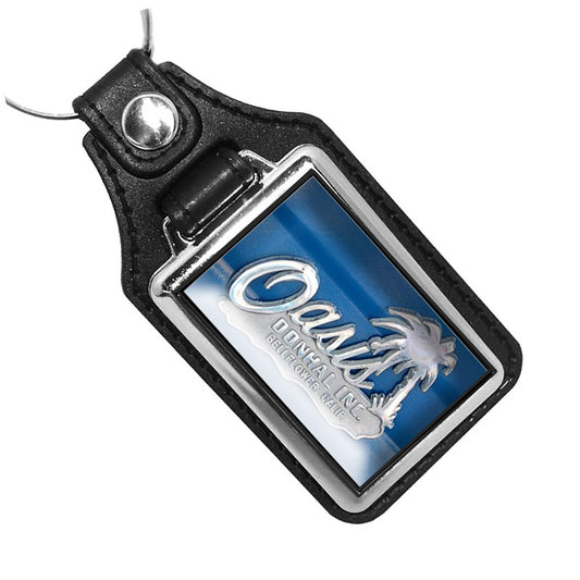 KR-3021 Key Ring - Classic Oasis Blue Travel Trailer Design