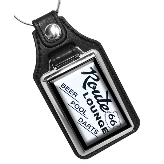 KR-3027 Key Ring - Vintage Style Route 66 Lounge Beer Pool Darts