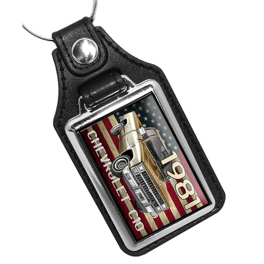 KR-3114 Key Ring - Classic 1981 C-10 Pick Up Truck American Flag