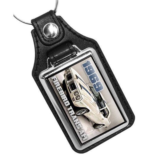 KR-3148 Key Ring - Classic 1969 Pontiac White Trans Am Muscle Car