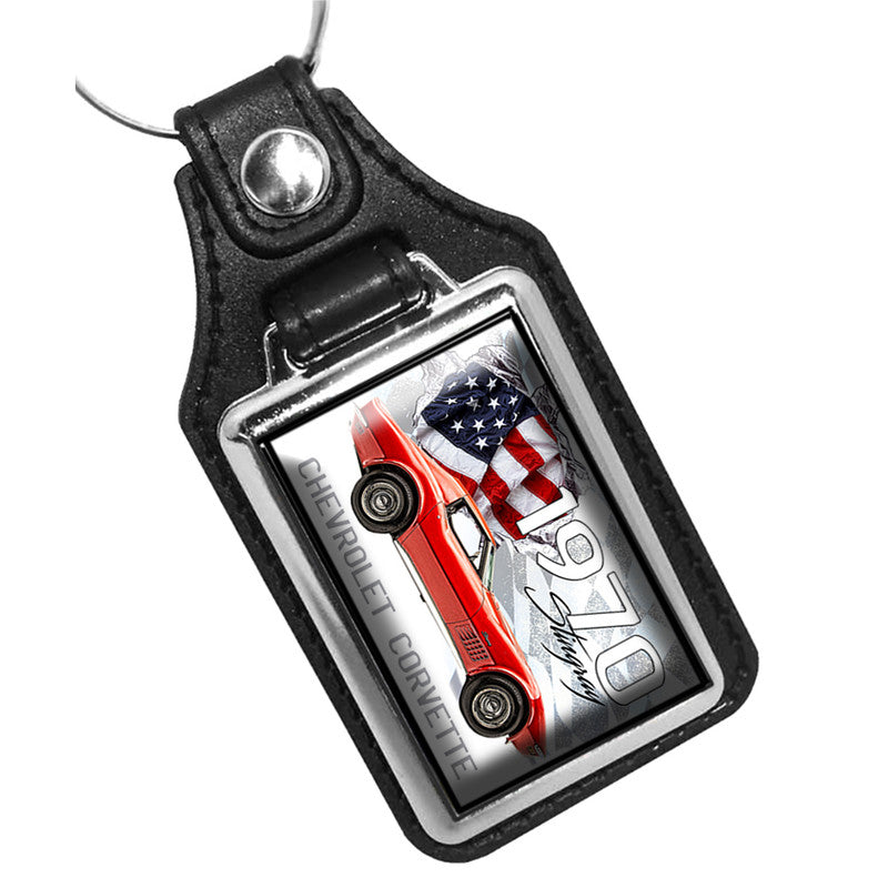KR-3152 Key Ring - Classic 1970 Corvette Stingray American Flag