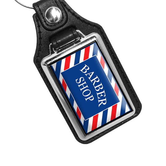 KR-3222 Key Ring - Vintage Red White & Blue Barber Shop Sign