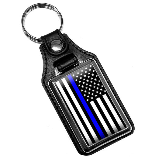 KR-333 Key Ring - Law Enforcement Thin Blue Line Flag